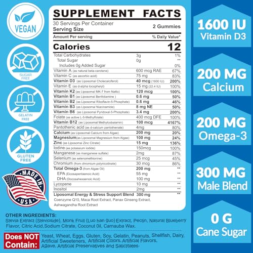 Vegan Omega 3 Multivitamin Gummies for Men