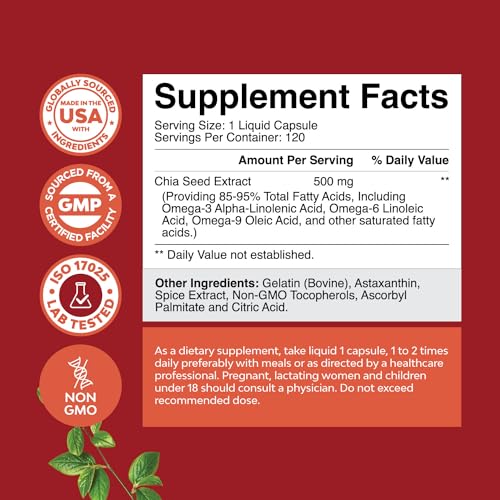 Vegan Omega 3 Chia Seed Oil Capsules
