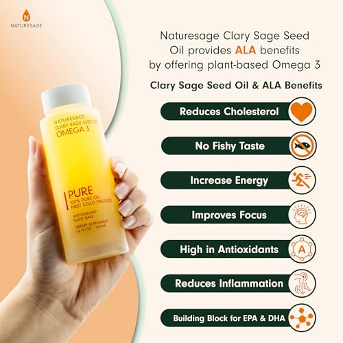 NatureSage Vegan Omega 3 Liquid Oil, 3.4 oz