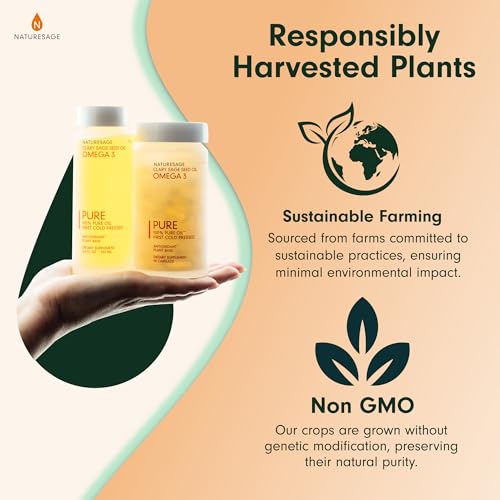 NatureSage Vegan Omega 3 Liquid Oil, 3.4 oz