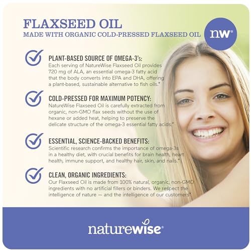 Organic Flaxseed Oil Omega 3 Softgels - 240 Count