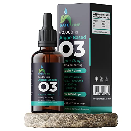 Vegan Omega 3 Algae Oil Liquid Drops 2000 mg