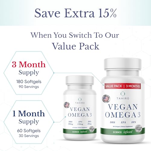 TAHIRO Vegan Omega-3 Softgels for Brain Health