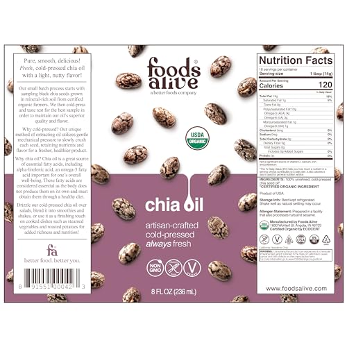 Organic Chia Oil - Vegan Omega 3 Supplement 8oz