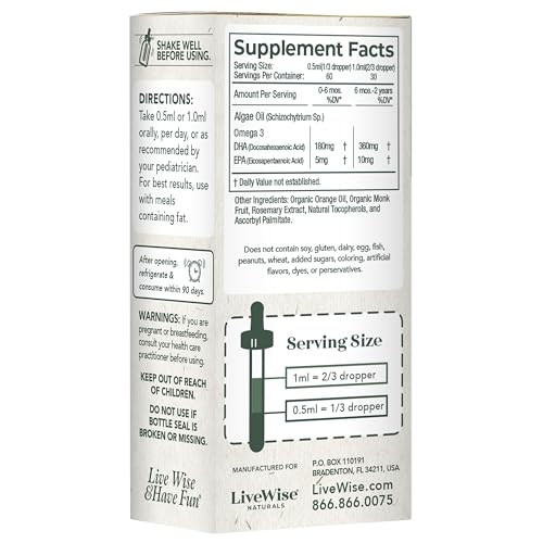 Vegan DHA Omega-3 Liquid Drops for Infants