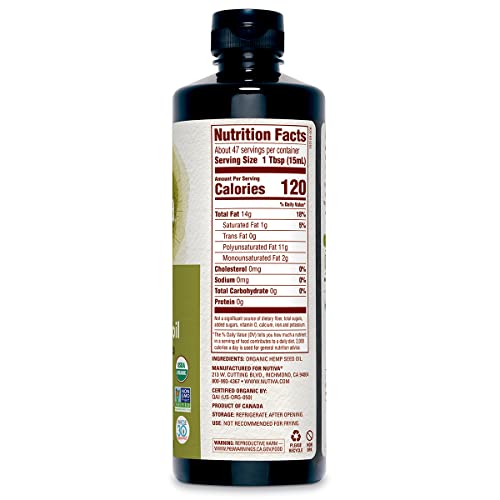 Nutiva Organic Cold-Pressed Hemp Seed Oil, 24oz