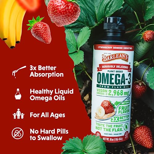 Strawberry Banana Vegan Omega 3 Flaxseed Oil