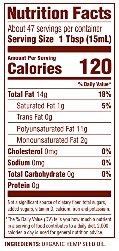 Nutiva Organic Cold-Pressed Hemp Seed Oil, 24oz