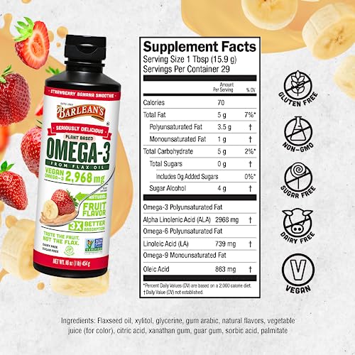 Strawberry Banana Vegan Omega 3 Flaxseed Oil