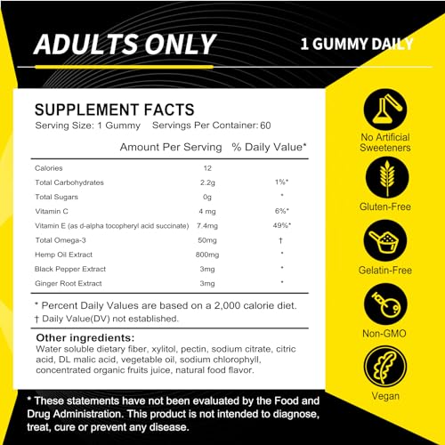 Vegan Hemp Gummies with Omega 3-6-9 Benefits