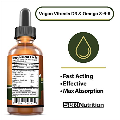 Plant-Based Omega 3-6-9 with Vitamin D3 Liquid