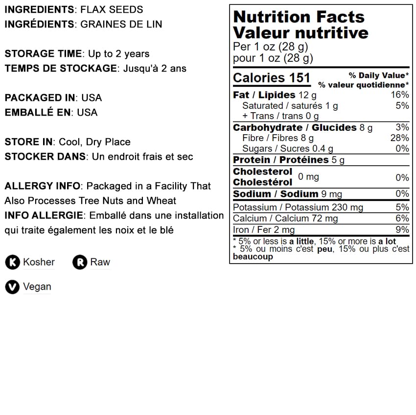 Vegan Omega-3 Brown Flax Seeds - 2 Pounds