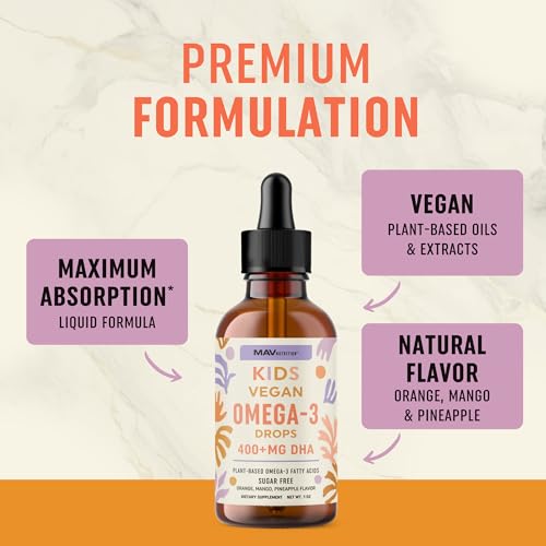 Vegan Omega 3 Liquid Drops for Kids’ Health