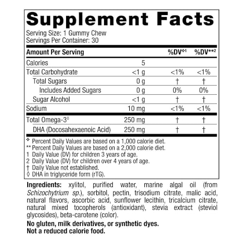 Vegan Omega-3 DHA Gummies for Kids - 30 Count