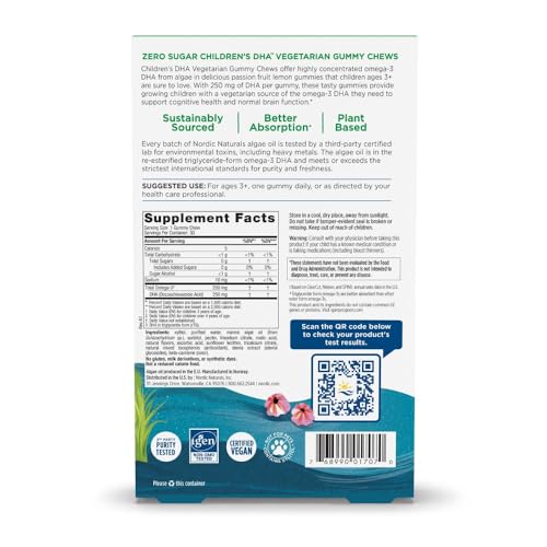 Vegan Omega-3 DHA Gummies for Kids - 30 Count