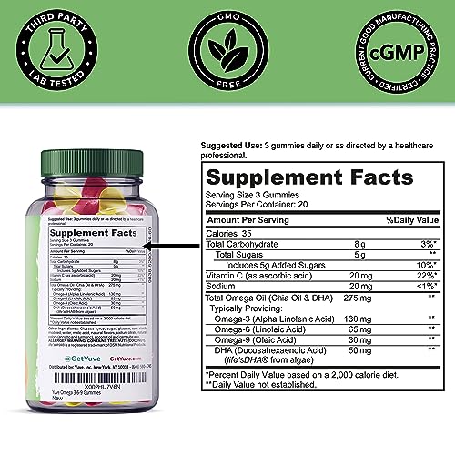 Yuve Vegan Omega 3-6-9 DHA Gummies - 60ct