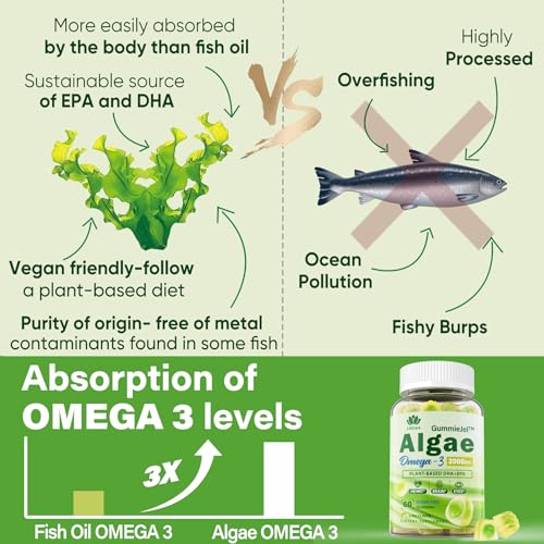2,000mg Sugar-Free Vegan Omega 3 Gummies with DHA & EPA