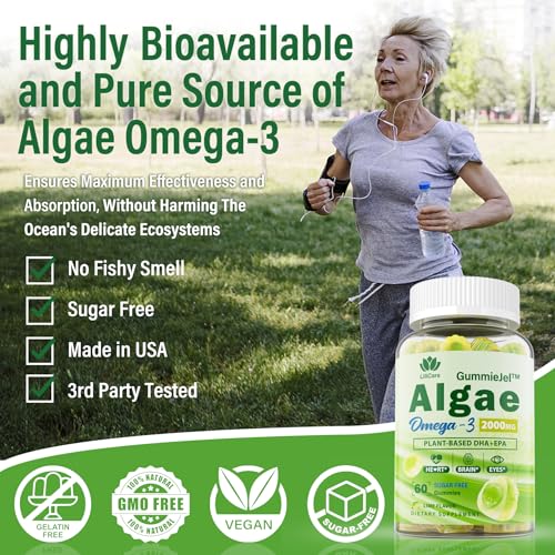 2,000mg Sugar-Free Vegan Omega 3 Gummies with DHA & EPA