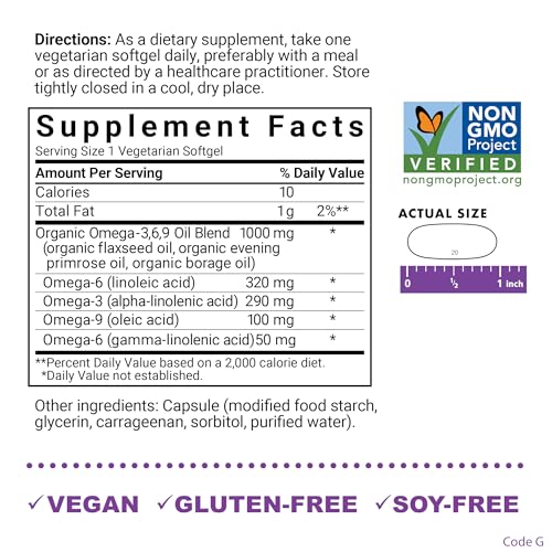 Vegan Plant-Based Omega 3-6-9 Softgels 1000 mg