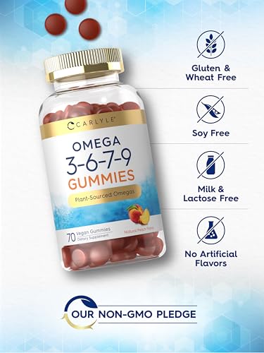 Vegan Omega 3-9 Gummies, Peach Flavor - 70 Count