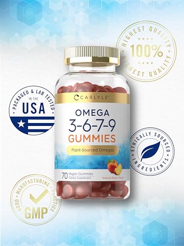 Vegan Omega 3-9 Gummies, Peach Flavor - 70 Count