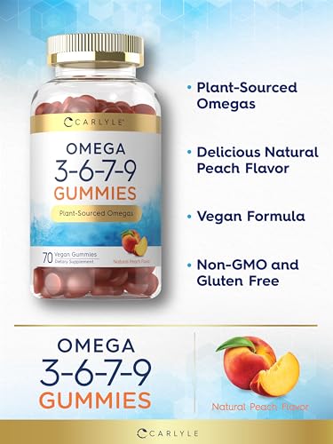 Vegan Omega 3-9 Gummies, Peach Flavor - 70 Count