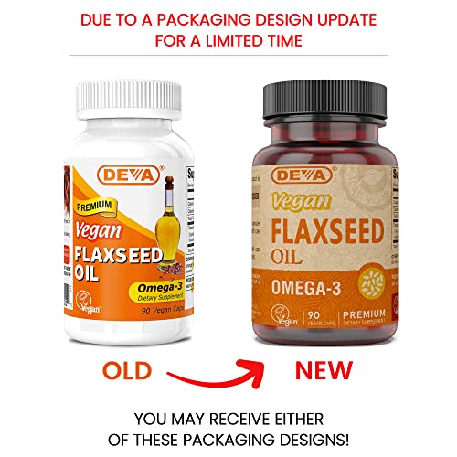 DEVA Vegan Omega-3 Flaxseed Oil Capsules, 1000 MG