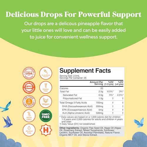 Organic Vegan Omega 3 Liquid for Kids