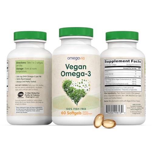 Vegan Omega-3 DHA Supplement from Algae, 60 Softgels