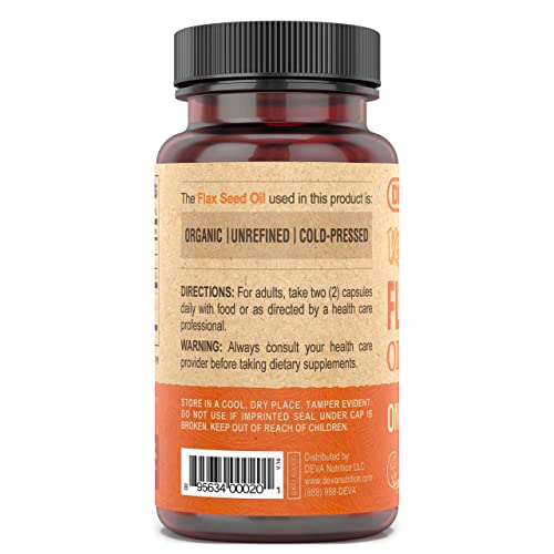 DEVA Vegan Omega-3 Flaxseed Oil Capsules, 1000 MG
