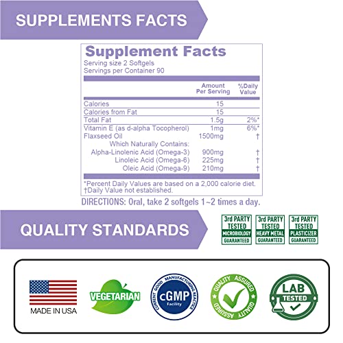 1500mg Lovita Vegan Flaxseed Oil ALA Omega-3