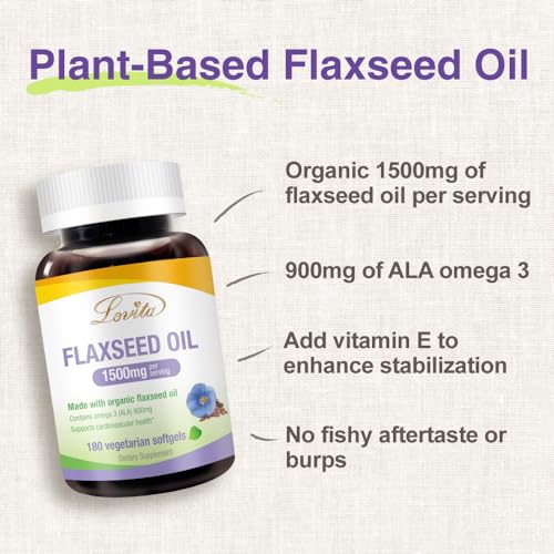 1500mg Lovita Vegan Flaxseed Oil ALA Omega-3