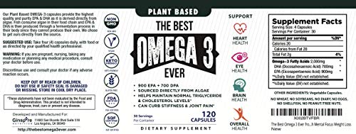 Premium Vegan Omega 3 Algae Supplement - 120 Capsules