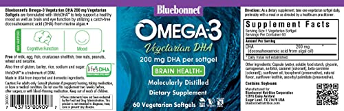 BlueBonnet Vegan DHA Omega-3 Softgels, 60 Count