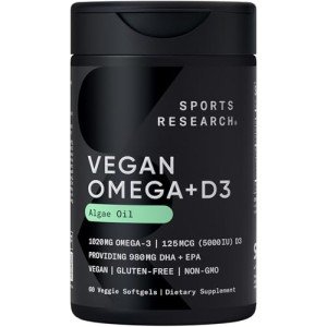 Vegan Omega-3 with Vitamin D3 Softgels - 60 Capsules
