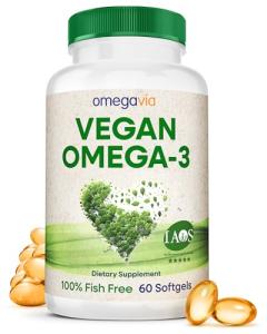 OmegaVia Vegan Omega 3 DHA, 60 Algae Softgels