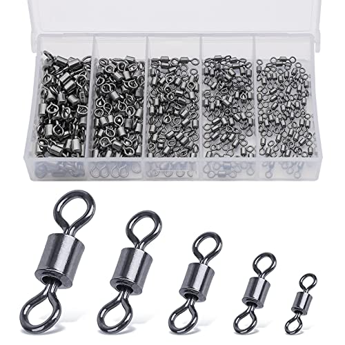 200 Pcs Rolling Barrel Fishing Swivels Set