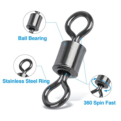 200 Pcs Rolling Barrel Fishing Swivels Set