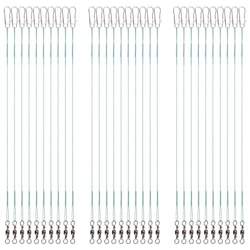 30pcs Stainless Steel Fishing Leaders - 7.48" Green