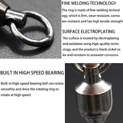 High Strength Ball Bearing Swivels with Rings - 10pcs