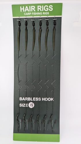 6x Barbless Hair Rigs with Boilie Stops