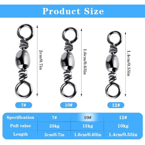 TIESOME 100Pcs High Strength Fishing Swivels