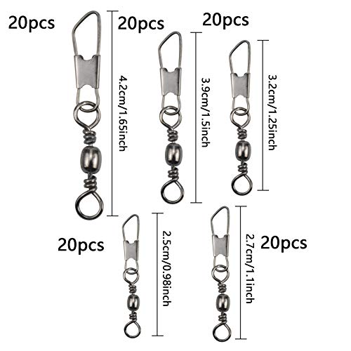 AvoDovA 100PCS Fishing Barrel Swivels with Snaps