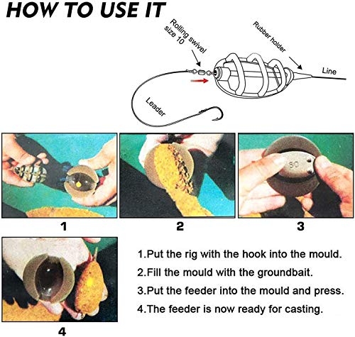 10 Inline Fishing Feeders with Quick Release Mould