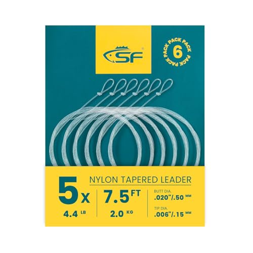 6Pcs Pre-Tied Nylon Fly Fishing Leaders 7.5FT