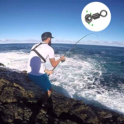 100-Piece Stainless Steel Fishing Rolling Swivels Set