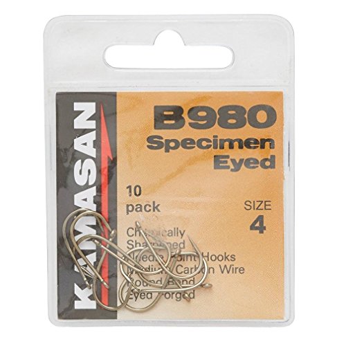 Kamasan B980 Size 4 Barbed Eyed Hooks