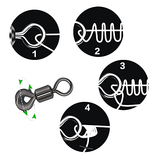 100-Piece Stainless Steel Fishing Rolling Swivels Set