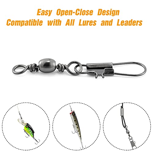Alwonder 100 Pcs High Strength Fishing Snap Swivels