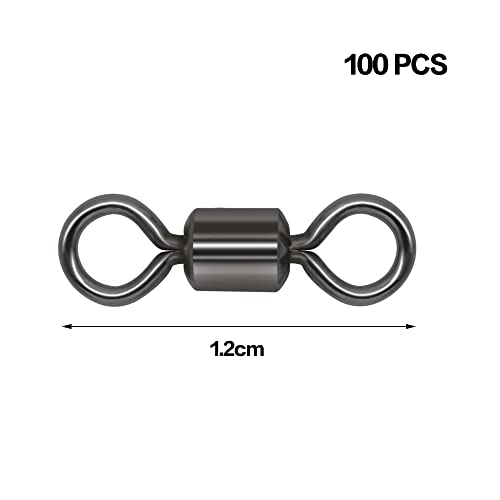100-Piece Stainless Steel Fishing Rolling Swivels Set